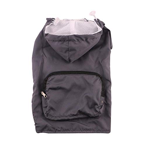 YUNVJIG Chubasquero para Perros La Fina Gabardina con Bolsillo Trasero es Adecuada para Ropa de Mascotas con Capa de Perro pequeña y Mediana-Gris Oscuro_M