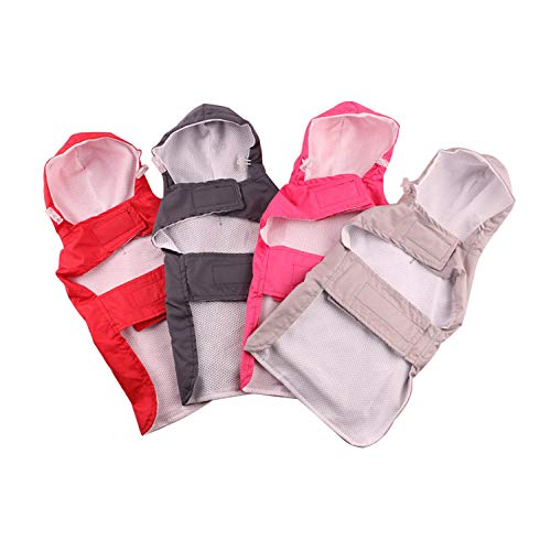 YUNVJIG Chubasquero para Perros La Fina Gabardina con Bolsillo Trasero es Adecuada para Ropa de Mascotas con Capa de Perro pequeña y Mediana-Gris Oscuro_M