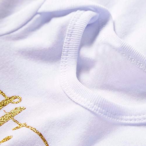 YWLINK 3PC ReciéN Nacida Manga Corta con Estampado De Letras Traje De Rastreo Mono+Falda De Malla De Tutú+Cinta para El Pelo con Lazo CumpleañOs Regalo Fiesta 3 Piezas Trajes