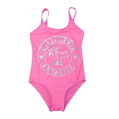 YWLINK BañAdor De Una Pieza para NiñA Traje De BañO Casual Transpirable De ProteccióN Solar De Playa Bikini Regalo De Verano(Rosado,11-12 años)