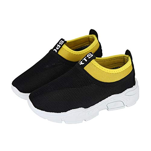 YWLINK NiñOs NiñAs Zapatos, Malla Colores Mezclados Zapatillas Casual Zapatos Al Aire Libre MontañIsmo Corriendo Moda Casual Antideslizante Transpirable Fiesta Regalo(Negro,31EU)