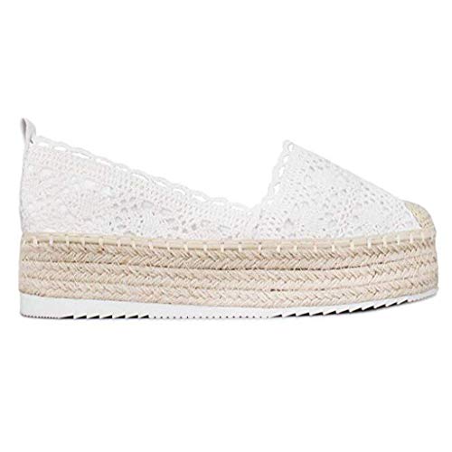 YWLINK Plataforma Hueca para Mujer Zapatos Casuales Color SóLido Transpirable CuñA Alpargatas Antideslizante CóModo Zapatos Romanos Bohemia TamañO Grande Fiesta Deportes Al Aire Libre(Blanco,37EU)