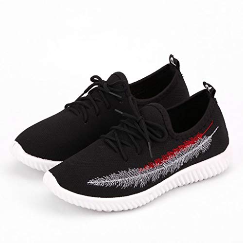 YWLINK Zapatos Mujer Verano 2019 Malla Casual Color SóLido con Calzado Casual Liviano Zapatillas De Correr Transpirable CóModo Encaje Ciclismo El FúTbol TamañO Grande Ligero(Negro,39EU)