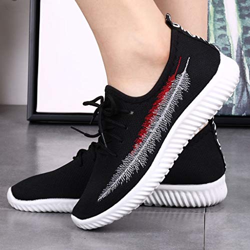 YWLINK Zapatos Mujer Verano 2019 Malla Casual Color SóLido con Calzado Casual Liviano Zapatillas De Correr Transpirable CóModo Encaje Ciclismo El FúTbol TamañO Grande Ligero(Negro,39EU)
