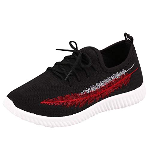 YWLINK Zapatos Mujer Verano 2019 Malla Casual Color SóLido con Calzado Casual Liviano Zapatillas De Correr Transpirable CóModo Encaje Ciclismo El FúTbol TamañO Grande Ligero(Negro,39EU)