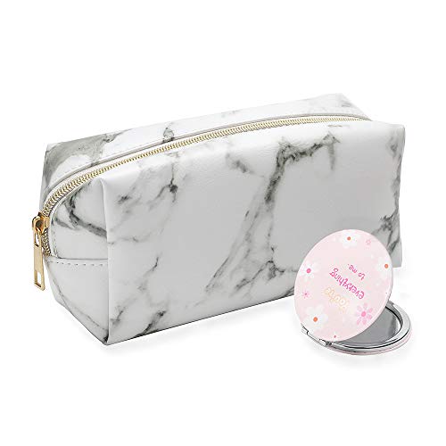 Yxaomite - Bolsas de maquillaje de mármol, bolsas de viaje para cosméticos, bolsa de almacenamiento de cuero de la PU, bolsa de lavado portátil, regalo para el día de San Valentín