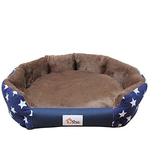 YYANG Camas para Mascotas Casa para Perros Cama para Gatos 3 Tamaños Elegante Cama para Perros Cálidas Alfombras Impermeables Suaves para Perros Pequeños Medianos Otoño Invierno,Blue-S