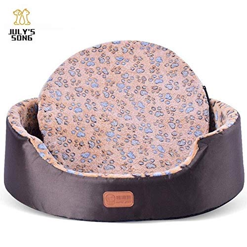 YYANG Mascota Cama para Perros Cachorro Desmontable Casa De Gato Pata De Estrella Cómoda Almohadilla Sofá Colchoneta De Coral Cama para Perros Pequeños Medianos Grandes,CoffeePaw-L