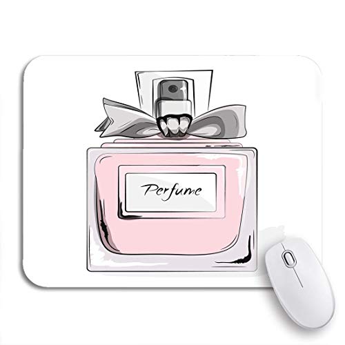 yyndw Mouse Pad Haute Couture Acuarela Perfume Botella Rosa En Mujer Glamour Respaldo De Goma Durable 2 Tamaños Portátiles Computadoras Colorido Alfombrilla Antideslizante Alfombrilla P 25X30cm