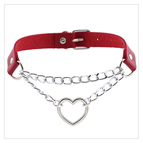 Z-one 1 3PCS Collar de cuero para perros, collar con forma de coraz¨®n, collar de gargantilla de trabajo ligero, ni?as, club nocturno, joyer¨ªa para caminar y entrenar (negro, rojo, rosa)