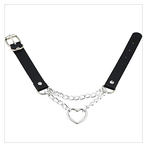 Z-one 1 3PCS Collar de cuero para perros, collar con forma de coraz¨®n, collar de gargantilla de trabajo ligero, ni?as, club nocturno, joyer¨ªa para caminar y entrenar (negro, rojo, rosa)