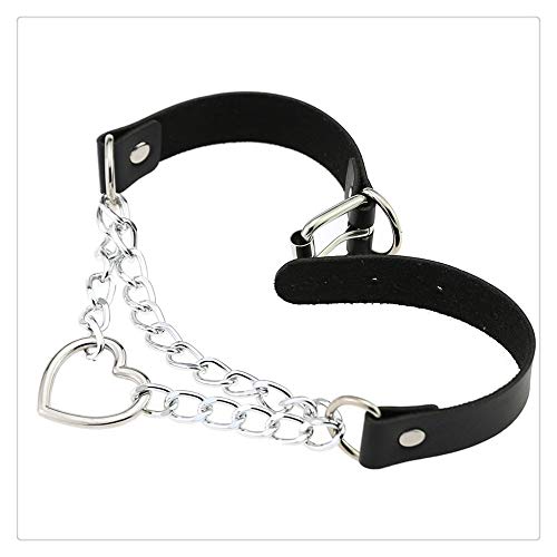 Z-one 1 3PCS Collar de cuero para perros, collar con forma de coraz¨®n, collar de gargantilla de trabajo ligero, ni?as, club nocturno, joyer¨ªa para caminar y entrenar (negro, rojo, rosa)