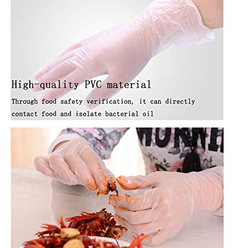 Z10 desechable PVC guantes, libre de polvo y látex de caucho (sin color), que se utiliza for la limpieza, cocinar, coloración del cabello, lavavajillas, procesamiento de alimentos (una caja de 100PCS)