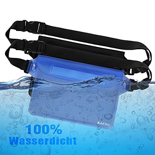 Zacro 2pcs Riñonera Impermeable Universal con Correa de Cintura para Playa,Natación, Camping, Bolsas Estancas para Proteger Sus Pertenencias y Resistente a Aguanieve, Arena y Polvo.