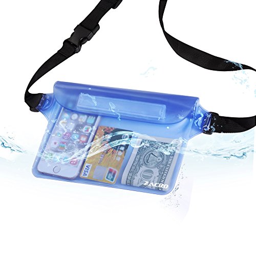 Zacro 2pcs Riñonera Impermeable Universal con Correa de Cintura para Playa,Natación, Camping, Bolsas Estancas para Proteger Sus Pertenencias y Resistente a Aguanieve, Arena y Polvo.
