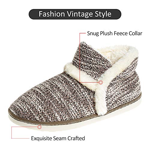 Zapatillas casa para Unisexo Antideslizante Pantufla Cerrada Pelusa Invierno Café 39-40