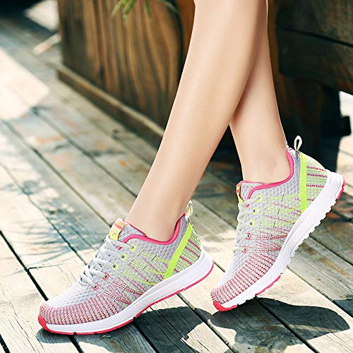 Zapatillas de Deporte Respirable para Correr Deportes Zapatos Running Cojines de Aire Calzado Mecedora Net para Estudiante Volar Zapatos Deportivas de Mujer Gimnasia Ligero Sneakers Atletismo riou
