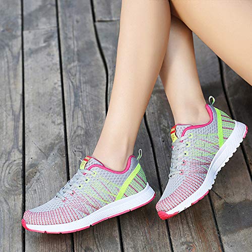 Zapatillas de Deporte Respirable para Correr Deportes Zapatos Running Cojines de Aire Calzado Mecedora Net para Estudiante Volar Zapatos Deportivas de Mujer Gimnasia Ligero Sneakers Atletismo riou