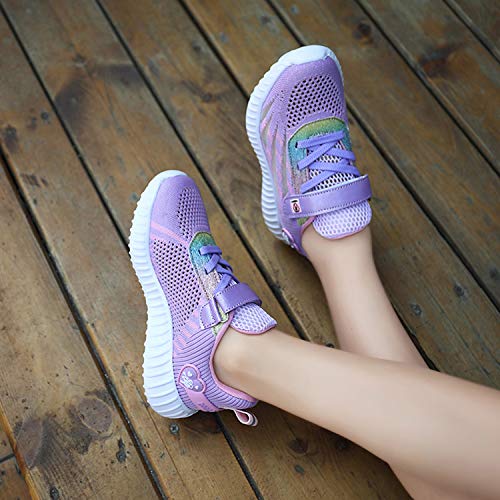 Zapatillas Deportivas Unisex para Niños Zapatillas de Tenis Correr Transpirables para Niñas Zapatillas Ligeras Gimnasio Running Caminando Trotar Morado Talla 28 EU