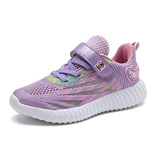 Zapatillas Deportivas Unisex para Niños Zapatillas de Tenis Correr Transpirables para Niñas Zapatillas Ligeras Gimnasio Running Caminando Trotar Morado Talla 28 EU