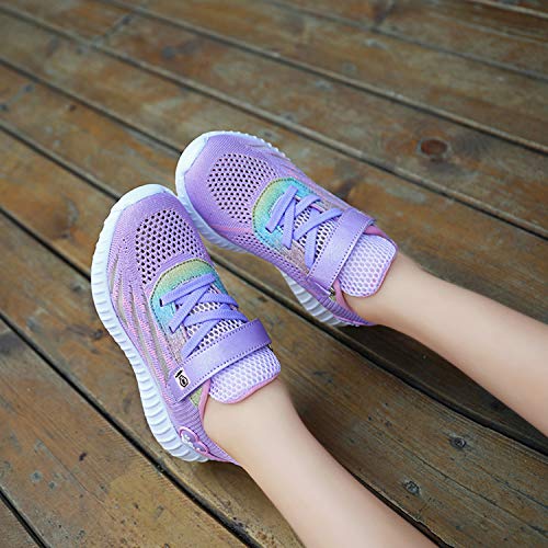 Zapatillas Deportivas Unisex para Niños Zapatillas de Tenis Correr Transpirables para Niñas Zapatillas Ligeras Gimnasio Running Caminando Trotar Morado Talla 28 EU