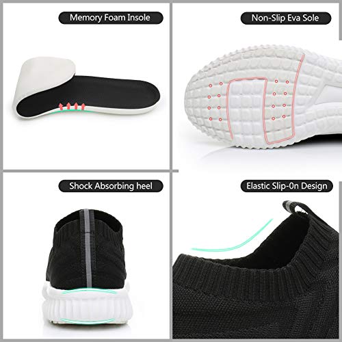 Zapatillas para correr para mujer con malla para caminar tenis de enfermería trabajo casual, color Negro, talla 37 EU