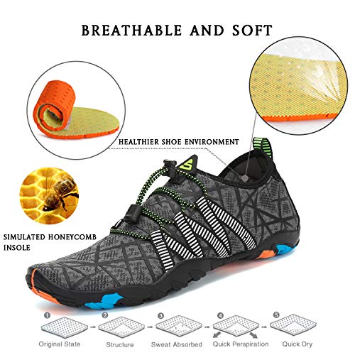 Zapatos de Agua Hombre Zapatillas para Nadar Escarpines Natacion Verano Calzado para Surf Liviano Gris 43 EU