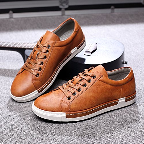 Zapatos de Cordones para Hombre Conducción Zapatillas Cuero Casual Shoes Attività Commerciale Sneakers , Marron claro,43 (265 talla fabricante)
