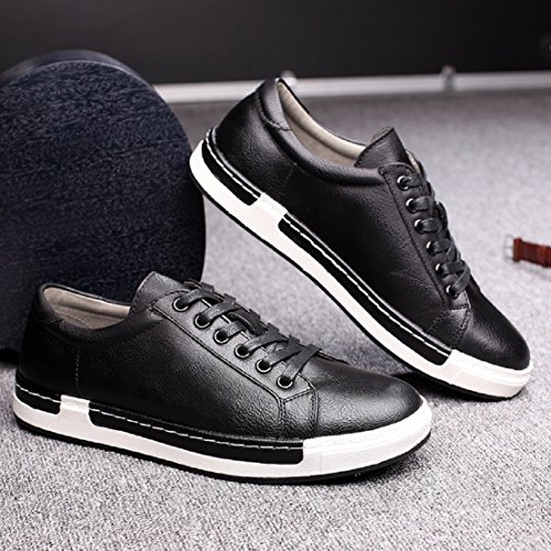 Zapatos de Cordones para Hombre Conducción Zapatillas Cuero Casual Shoes Attività Commerciale Sneakers Negro 45