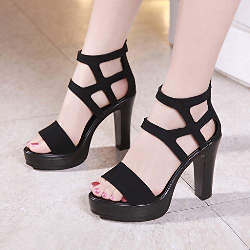 Zapatos de Tacón Alto Ancho para Mujer Sexy Elegantes Verano 2019 PAOLIAN Sandalias Fiesta Vestir Plataforma Tacon Cuña Calzado Comodos Abiertos EU 35-39