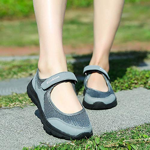 Zapatos Malla de Mujer de Velcro Deportivo de Calzado Casual Ligero Aire Libre y Deporte Transpirables Casual Zapatos Gimnasio Correr Sneakers Zapatillas de Deportivo Ligero y Comodo riou