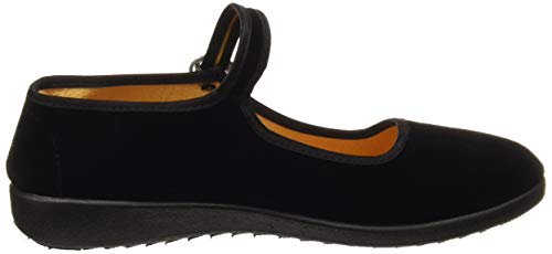 Zapatos Mary Jane de Terciopelo de Las Mujeres Algodón Negro Antigua Pekín Pisos de Tela Ejercicio de Yoga Zapatos de Baile (39 EU)，suba uno o Dos tamaños al Realizar el Pedido