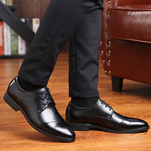 Zapatos Oxford Hombre, Cuero Vestir Cordones Derby Calzado Boda Negocios Brogue Negro Marron Rojo 37-47EU BK39