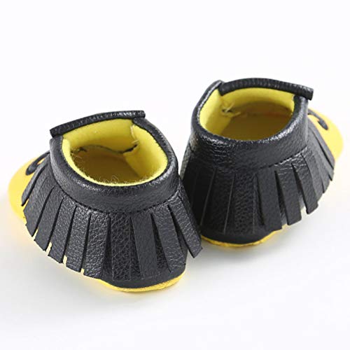 Zapatos para caminar para bebés, zapatos para bebés de 0-1 años Zapatos para bebés con suela blanda Zapatos para bebés recién nacidos / Zapatos de cuero para niños pequeños con barba,Amarillo,12cm