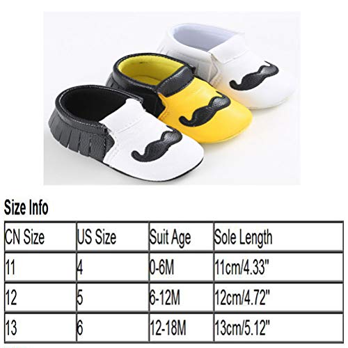 Zapatos para caminar para bebés, zapatos para bebés de 0-1 años Zapatos para bebés con suela blanda Zapatos para bebés recién nacidos / Zapatos de cuero para niños pequeños con barba,Amarillo,12cm