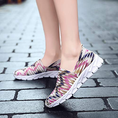 Zapatos para Corror Mujer Zapatillas de Deportiva Slip on Huecos Sneakers para Caminar Walking Calzado Malla Transpirables Loafer Ligeros Mocasines Verano Rojo-1 36 EU