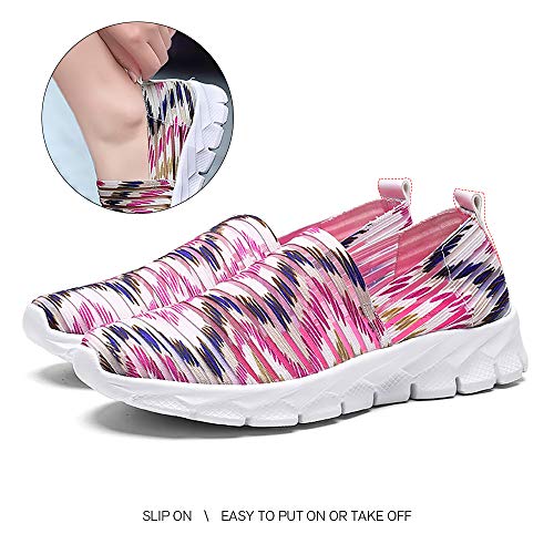 Zapatos para Corror Mujer Zapatillas de Deportiva Slip on Huecos Sneakers para Caminar Walking Calzado Malla Transpirables Loafer Ligeros Mocasines Verano Rojo-1 36 EU
