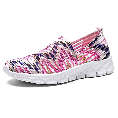 Zapatos para Corror Mujer Zapatillas de Deportiva Slip on Huecos Sneakers para Caminar Walking Calzado Malla Transpirables Loafer Ligeros Mocasines Verano Rojo-1 36 EU