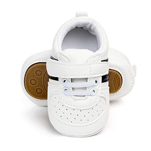 Zapatos Unisex Bebe Niño Niña Recién Nacido Primeros Pasos Zapatillas Deportivas Bebé Suela Blanda Antideslizante Blanco Negro 0-6 Meses