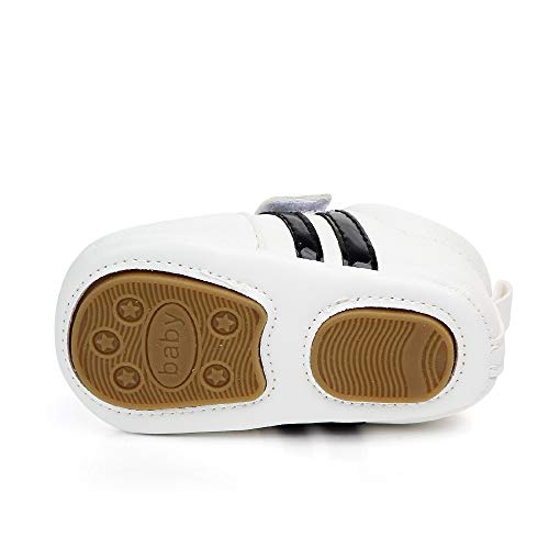 Zapatos Unisex Bebe Niño Niña Recién Nacido Primeros Pasos Zapatillas Deportivas Bebé Suela Blanda Antideslizante Blanco Negro 0-6 Meses
