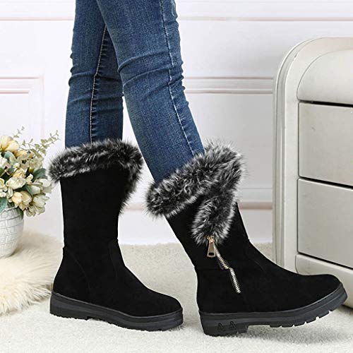 ZARLLE_ Hombre Zapatillas Botas de Nieve para Mujer,Invierno Mantener Caliente Zapatos Planos,ZARLLE Más Terciopelo Botines,Moda Botas Medias,Botas Cortas de Nieve