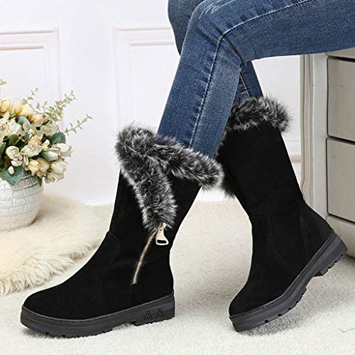 ZARLLE_ Hombre Zapatillas Botas de Nieve para Mujer,Invierno Mantener Caliente Zapatos Planos,ZARLLE Más Terciopelo Botines,Moda Botas Medias,Botas Cortas de Nieve