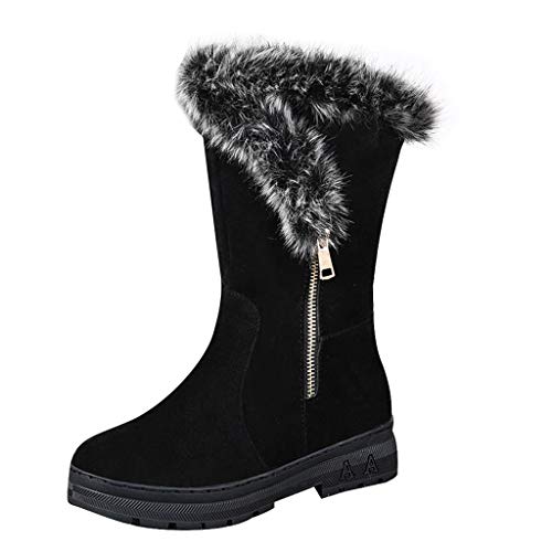 ZARLLE_ Hombre Zapatillas Botas de Nieve para Mujer,Invierno Mantener Caliente Zapatos Planos,ZARLLE Más Terciopelo Botines,Moda Botas Medias,Botas Cortas de Nieve