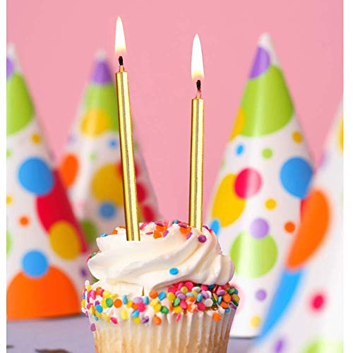 ZARRS Velas de Tarta de Cumpleaños, 36 Piezas Velas de Tarta Metálicas Delgadas Largas Velas para Decoración de Tarta de Cumpleaños de Boda Ora