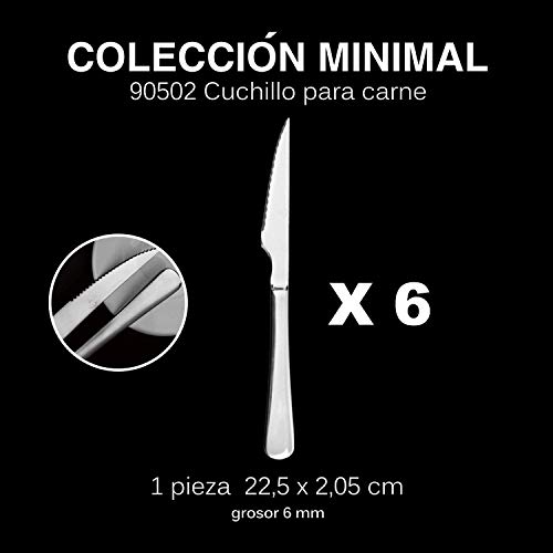ZCENTER 6 Cuchillos de Carne Acero INOX. Colección Minimal (Cuchillo para Carne)