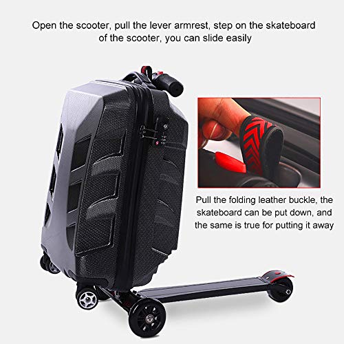 Zdcdy Coche para Scooter de Equipaje eléctrico, Monociclo eléctrico tripulado manejable Equipaje, Maleta Ligera Grande Adulto Vespa, para El Negocio del Aeropuerto De La Escuela,Blue