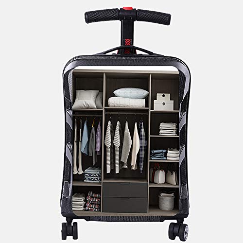 Zdcdy Coche para Scooter de Equipaje eléctrico, Monociclo eléctrico tripulado manejable Equipaje, Maleta Ligera Grande Adulto Vespa, para El Negocio del Aeropuerto De La Escuela,Blue