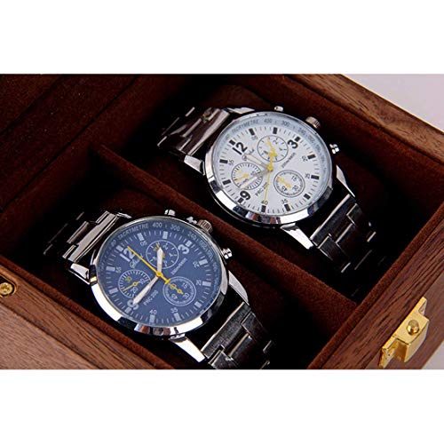 ZEH Caja de Gama Alta Europea de 2 dígitos de Madera, Reloj, Retro Entrar Pera roja Caja de Reloj, la Mejor opción de Regalo for Flip Tragaluz Caja de Reloj, Negro FACAI (Color : Brown)