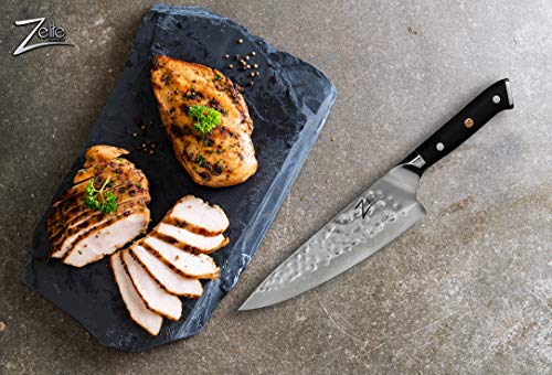 Zelite Infinity, Cuchillo Chef 20 cm- Serie Alpha-Royal, Utensilios Cocina Edición Executive Chefs - Acero de Damasco Japonés AUS-10 de 67 capas - Cuchillos Cocina Acabado Tsuchime