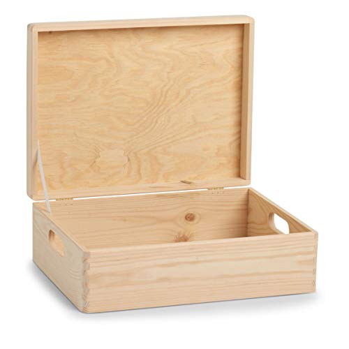 Zeller 13151 Caja Multiusos con Tapa, Madera, Marrón, 40x30x14 cm